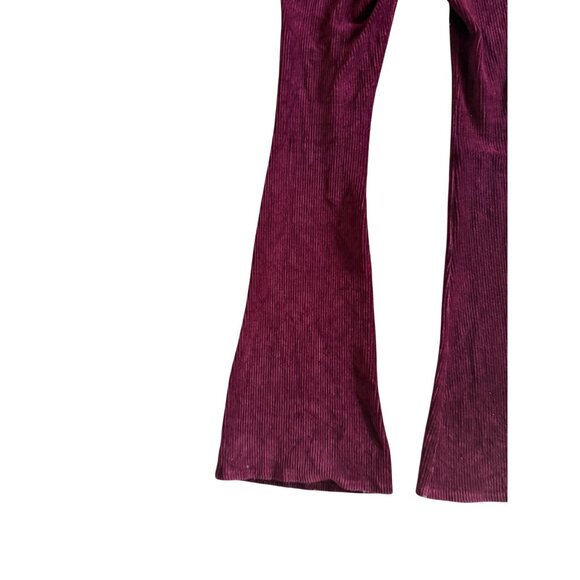 TOPSHOP Cranberry Textured Flare Leg High Waist Pull On Pants Size 10 Tall - Picture 4 of 8